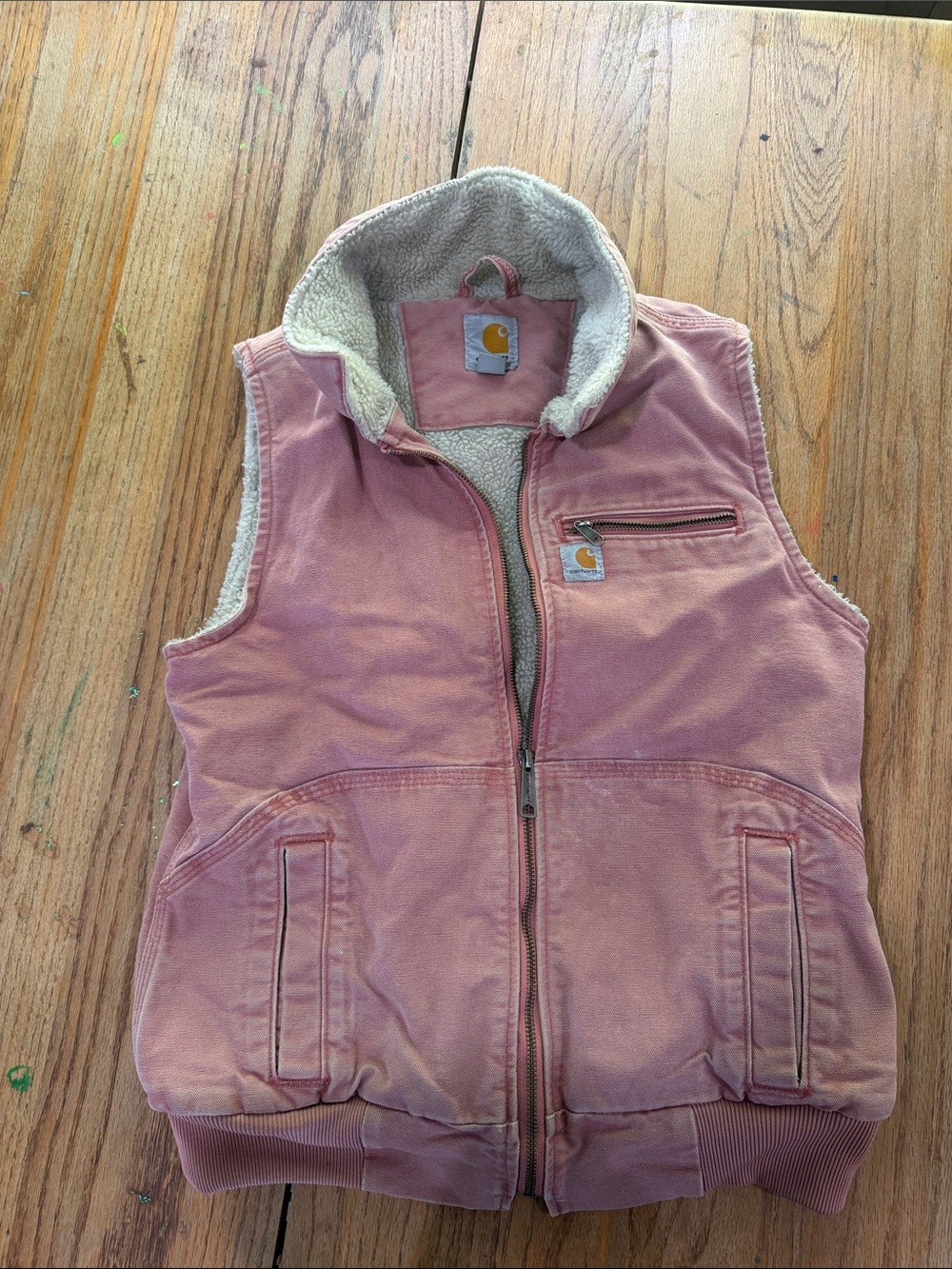 Carhartt Pink Sherpa-Lined Canvas Vest